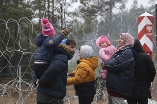 Migranti na hranici Poľska a Bieloruska. 