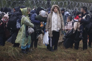 Migranti na poľsko-bieloruských hraniciach.