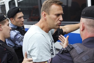 Alexej Navaľný počas zatýkania