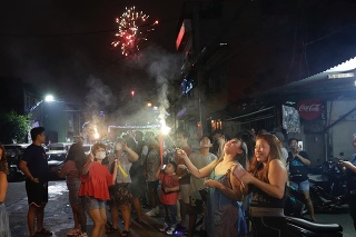 Oslavy nového roka v Manile na Filipínach. 