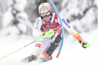 Slovenská lyžiarka Petra Vlhová v 1. kole slalomu žien Svetového pohára v alpskom lyžovaní v slovinskej Kranjskej Gore.