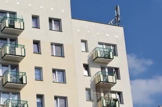 View up on the block of flats with prefabricated.