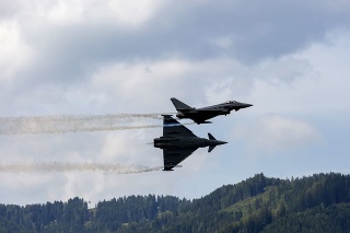 Zeltweg,Styria,Austria-September 2,2016  Display of two Eurofighter Typhoon on airpower 2016 in zeltweg,austria