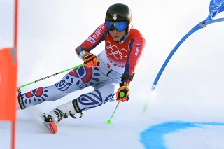 Slovenská lyžiarka Petra Vlhová na trati 1. kola obrovské slalomu.