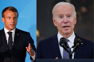 Francúzsky prezident Emmanuel Macron a americký prezident Joe Biden.