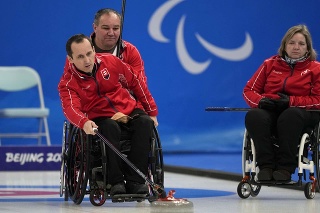 Slovenský reprezentant v curlingu na vozíku Radoslav Ďuriš počas tréningu na zimných paralympijských hrách v Pekingu. 