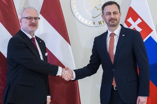 Sprava premiér Eduard Heger (OĽaNO) a prezident Lotyšska Egils Levits 