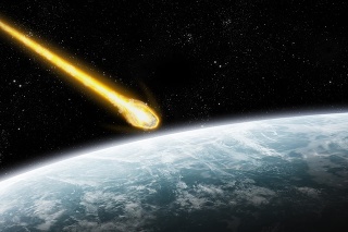Asteroid over the planet Earth