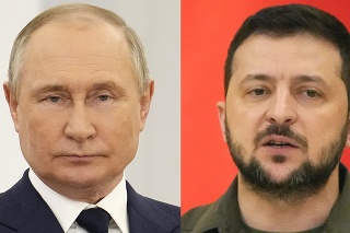 Ruský prezident Vladimir Putin a prezident Ukrajiny Volodymyr Zelenský.