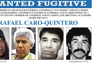 Na snímke amerického FBI pašerák drog Rafael Caro Quintero, ktorý je obvinený z vraždy agenta amerických federálnych úradov.