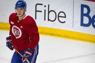 Na snímke slovenský útočník Juraj Slafkovský, ktorého si v tohtoročnom drafte NHL z prvého miesta vybral tím Montrealu Canadiens, absolvuje korčuliarsky tréning v Bell Sports Complexe.