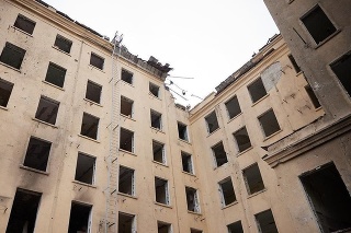 Zničené budovy v Charkovskej oblasti.