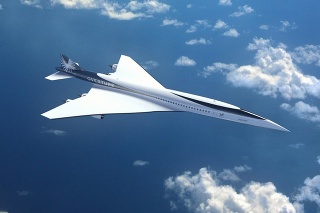 Lietadlo Overture letí nadzvukovou rýchlosťou.