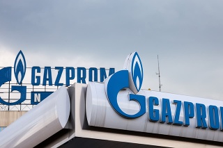 Picture of the logo of Gazprom on their Serbian main office in Belgrade. Gazprom is one of the main oil compnaies from Russia