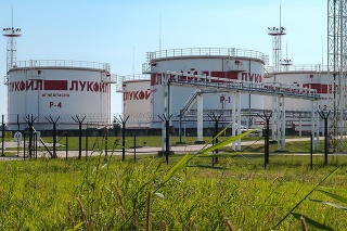 Kaliningrad region, Russia, July 26, 2020. Lukoil. Oil Refinery. Complex of oil refining units. Lukoil complex oil terminal.