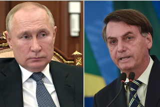 Ruský prezident Vladimir Putin a brazílsky prezident Jair Bolsonaro.