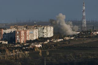 Bachmut v Doneckej oblasti ostreľovaný Rusmi z 22. októbra 2022.