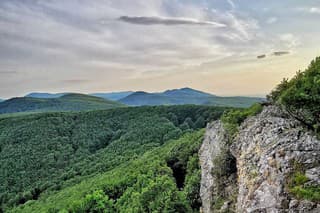 Čierna skala ponúka prekrásne a ďaleké výhľady na okolité malokarpatské lesy a Podunajskú nížinu.