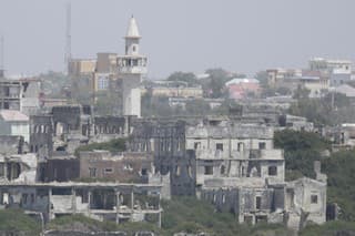 Bombed or destroyed buildings in Mogadishu Somalia