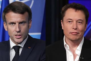 Francúzsky prezident Emmanuel Macron a najbohatší muž sveta Elon Musk.