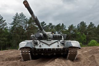 captured Russian tank in the Ukrainian army stock photo