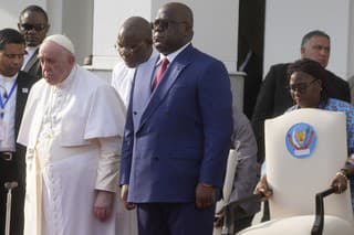Pápež František a konžský prezident Felix-Antoine Tshisekedi Tshilombo