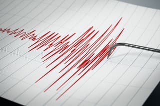 Seismograph recording the seismic activity of an earthquake.