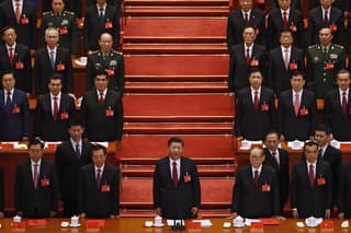 Čínsky líder Si Ťin-pching na zasadnutí Komunistickej strany.