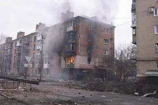 Na snímke obliehané mesto Bachmut v Doneckej oblasti na východe Ukrajiny v pondelok 27. februára 2023. 