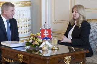 Prezidentka Zuzana Čaputová a dočasne poverený minister zdravotníctva SR Vladimír Lengvarský počas prijatia v Prezidentskom paláci. 