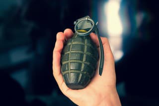 hand grenade and black background