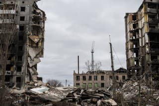 Apartment building destroyed through war in Borodyanka (Borodianka), Ukraine