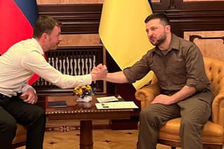 Eduard Heger na stretnutí s ukrajinským prezidentom Volodymyrom Zelenským v Kyjeve.
