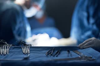 Shot of a tray of surgical equipment in an operating theatre