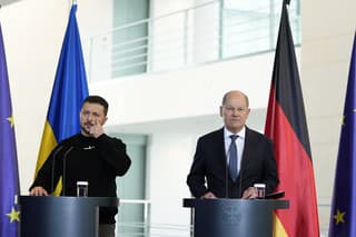 Ukrajinský prezident Volodymyr Zelenskyj na návšteve Nemecka.