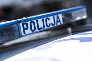 Close up of polish police car on Cracow street. No logos visible.