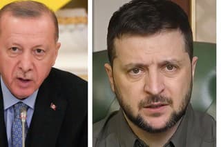 Turecký prezident Recep Tayyip Erdogano (vľavo) a ukrajinský prezident Volodymyr Zelenskyj (vpravo).