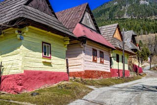 VLKOLINEC, SLOVAKIA - APRIL 2: Rural colorful cottages in Unesco village on April 2, 2018 in Vlkolinec