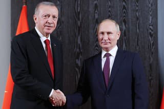 Turecký prezident Recep Tayyip Erdogan a ruská hlava štátu Vladimir Putin.