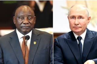 Prezident Juhoafrickej republiky (JAR) Cyril Ramaphosa a ruský prezident Vladimir Putin.