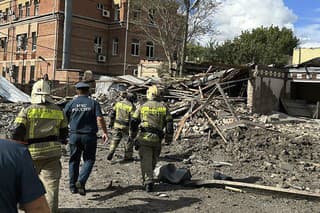 Miesto výbuchu v ruskom Taganrogu v piatok 28. júla 2023.