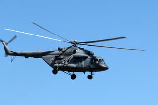 Mi-8 helicopter isolated on clear blue sky