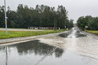 Flooding of the street after a storm