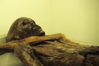 Na snímke ľadový muž Ötzi, ktorého múmia bola objavená v roku 1991 v talianskych Alpách.
