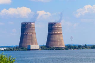 Cooling towers of Zaporizhia Nuclear Power Station in Enerhodar, Ukraine