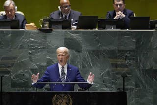Na snímke Americký prezident Joe Biden na 78. zasadnutí Valného zhromaždenia Organizácie Spojených národov (OSN) v New Yorku v utorok 19. septembra 2023.