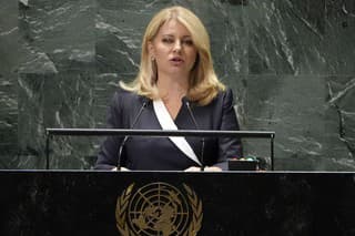 Prezidentka Zuzana Čaputová reční počas rozpravy na 78. zasadnutí Valného zhromaždenia OSN v New Yorku.