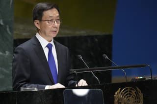 Čínsky viceprezident Chan Čeng počas zasadnutia VZ OSN v New Yorku.