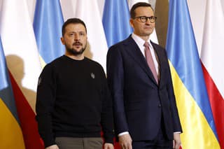 Poľský premiér Mateusz Morawiecki a ukrajinský prezident Volodymyr Zelenskyj.