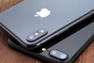 Koszalin, Poland – November 29, 2017: Space gray iPhone X and black iPhone 7. The iPhone X and iPhone 7 is smart phone with multi touch screen produced by Apple Computer, Inc.